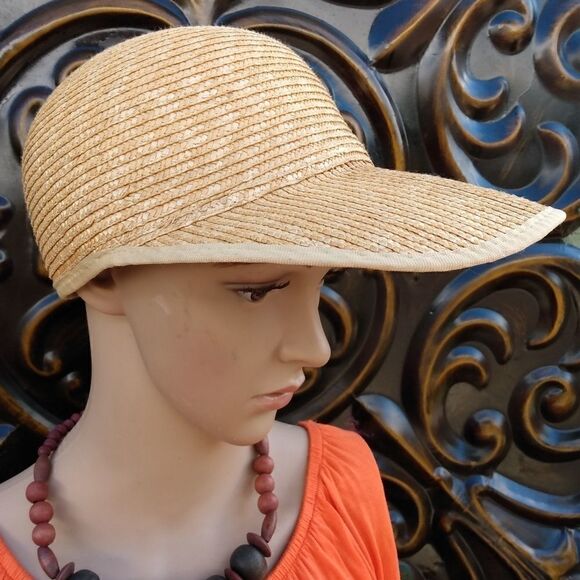 EUC VINTAGE KATHY JEANNE Original 100% Straw Shade Hat with XL Brim - Picture 1 of 11